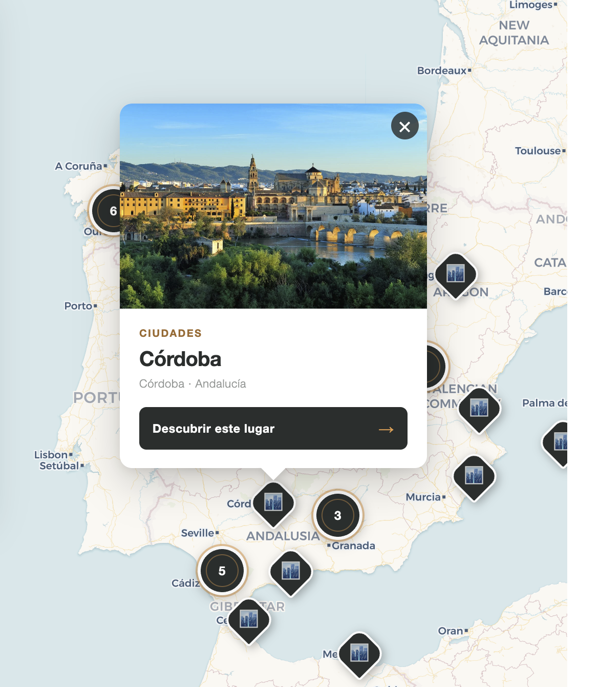 Información de un lugar en el Mapa Sitios de España